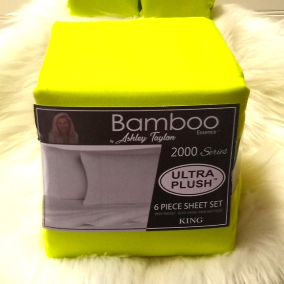 Bamboo Essence King Size  Lime Green-  6 Piece Sheet Set - Picture 5 of 10